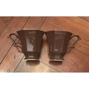 MCM Vintage Independence Ironstone Set Of 2 Tea Cups Brown made in Japan